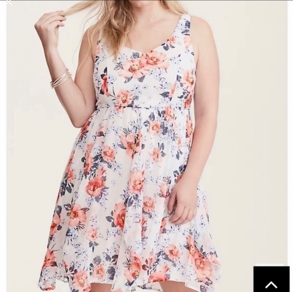 Torrid Floral Print Crinkled Chiffon Tank Dress Sz 2X